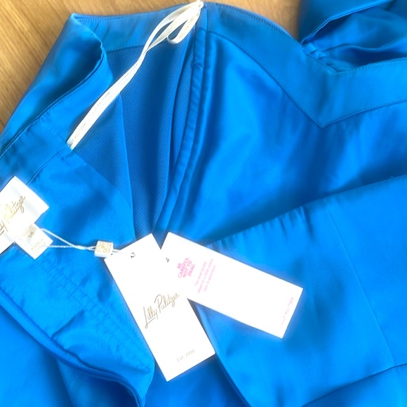 New Lilly Pullizer size 14 Carylin Elegant Blue Strapless woman's Dress - Picture 10 of 12